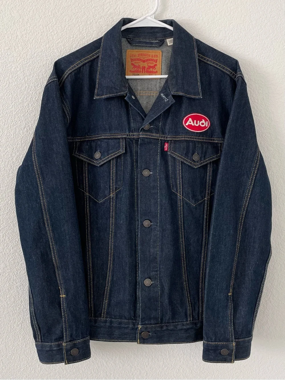 Levi's Dark Indigo Denim Jacket with Red Audi Patch